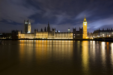 Fototapeta na wymiar Big Ben and House of Parliament, London, UK. Nocturne image.