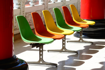 Colorful chairs with shadow