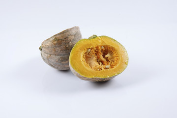 Sweet orange pumpkin isolated on white.