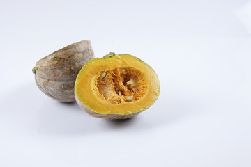 Sweet orange pumpkin isolated on white.