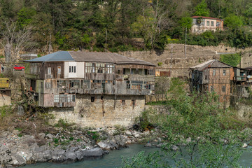 View on the river Rioni in Kutaisi, Georgia. Vivid image