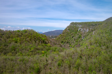 Georgia, Kutaisi. View inside and outside Motsameta monastery. The Tsar Bagrat III reconstructed the church in the 10 th century. The building was reconstructed again in the 19 th century.