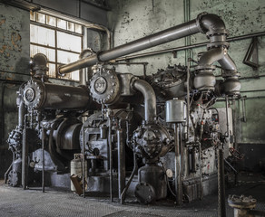 Large machine in an abandoned factory