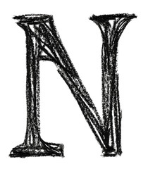 Fototapeta premium Handwritten sketch black Letter N