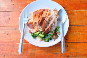 Stewed pork leg on rice