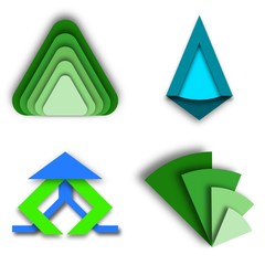 Collection of Green and Blue Triangular Modern Logo Concepts