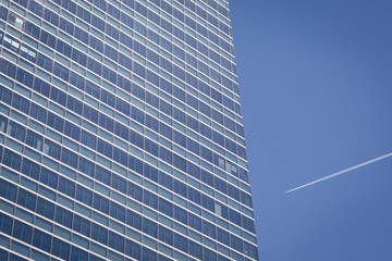 Obraz premium Modern glass silhouettes of skyscrapers in the city. Madrid.