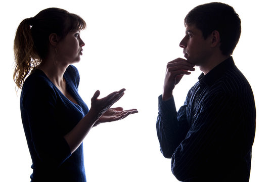 Conflict of male and female discussing a problem