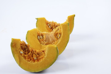 Sweet orange pumpkin isolated on white.