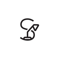 S initials unique logo desk lamp black