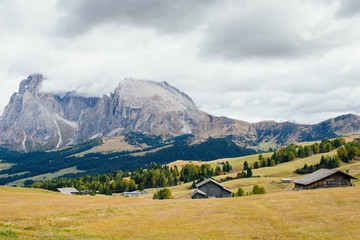 A cozy village on mountain background in Italy