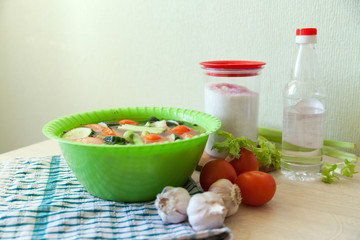 pickling cucumbers and tomatoes