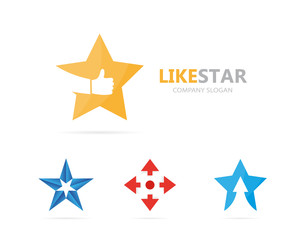 Vector of star and like logo combination. Leader and best symbol or icon.