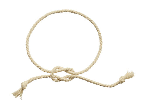 Beige cotton rope knot and a frame