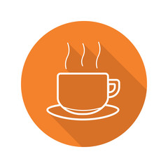 Steaming cup flat linear long shadow icon
