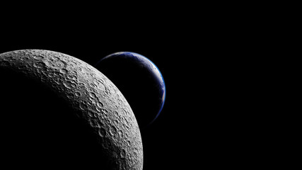 planet Earth behind the far side of the Moon © dottedyeti