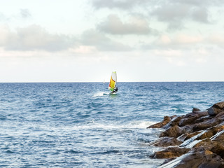 Windsurfing in the evening light