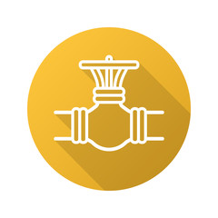 Gas pipe valve flat linear long shadow icon