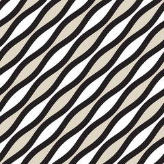 Vector Seamless Geometric Pattern. Monochrome Wavy Lines. Elegant Ripple Stripes