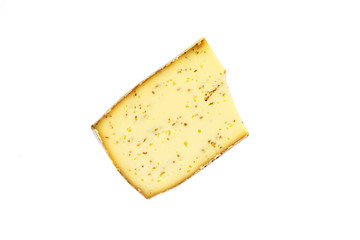 Slices French traditional cheese isolate on white background