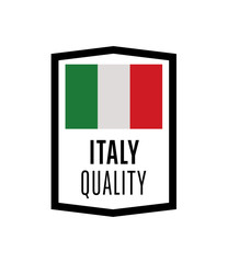Italy quality label for products vector illustration isolated on white background. Square exporting stamp with italian flag, certificate element