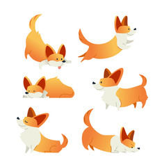 Dog - modern vector set of flat illustrations.