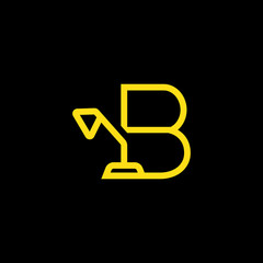 B initials unique logo desk lamp yellow