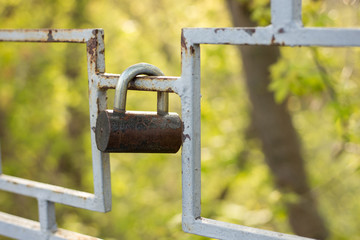 Padlock on the bridge - love