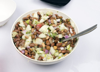 vegetarian beans protein food with salad
