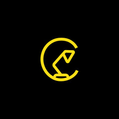 C initials unique logo desk lamp yellow