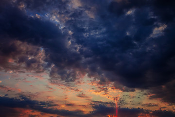 Dark dramatic sky with gloomy storm clouds