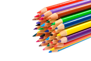 Colorful crayons isolated on a white background