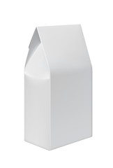 Recycle white paper bag for food isolated on white background vector illustration. Packaging design element for branding.