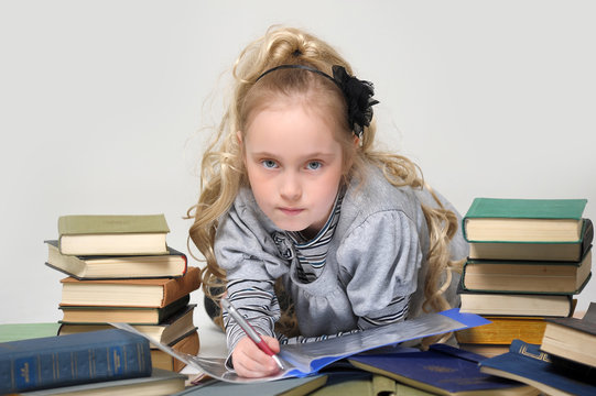 Girl With Many Books, Too Much Homework