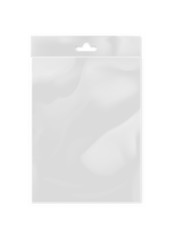 Plastic bag template for transparent mockup isolated on white background vector illustration. Packaging design element
