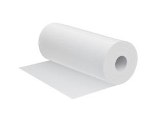 Realistic white paper kitchen towel isolated on white background vector illustration.
