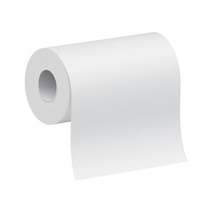 White blank 3d model of paper roll isolated on white background vector illustration.