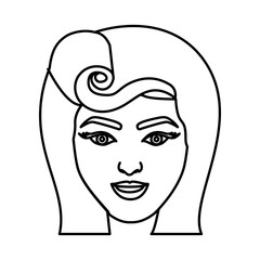 silhouette drawing of face woman with pin up swirl hairstyle vector illustration