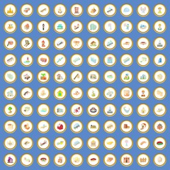 100 construction icons set cartoon vector