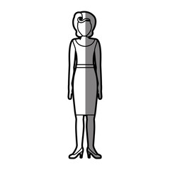 silhouette shading body faceless woman with blouse and skirt retro style vector illustration
