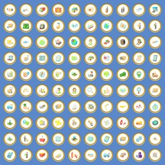 100 logistic icons set cartoon vector