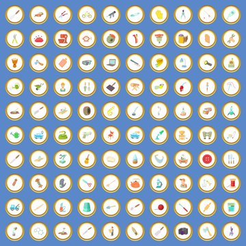 100 metier icons set cartoon vector