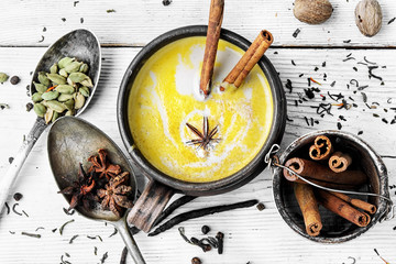 Masala tea hot Indian with milk