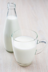 Milk on the wooden table
