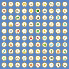 100 wealth icons set cartoon vector