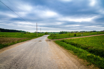 Fototapeta na wymiar dramatic country road St-Alban Quebec Canada landscape