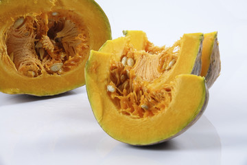 Sweet orange pumpkin isolated on white.