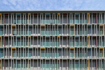 Colorful paint at facade of modern office building