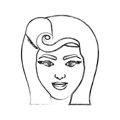 blurred silhouette drawing of face woman with pin up swirl hairstyle vector illustration