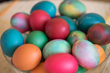Fototapeta na wymiar Colorful handmade easter eggs.